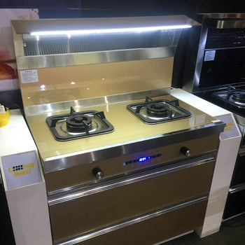 Huajieno Integrated Stove, All-In-One Stove, Gold-Colored Integrated Stove, Automatic Cleaning, Dual Motor, High-Power Integrated Stove