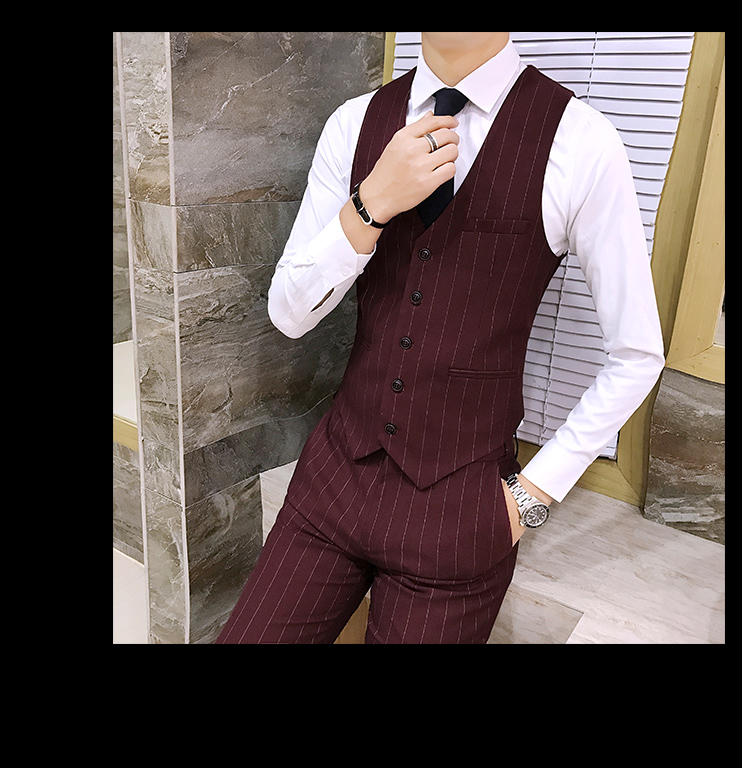 Thợ làm tóc Cửa hàng cắt tóc Hair Stylist Bar KTV Nhân viên phục vụ nam Quần áo kẻ sọc Vest Quần âu đồ bộ kiểu