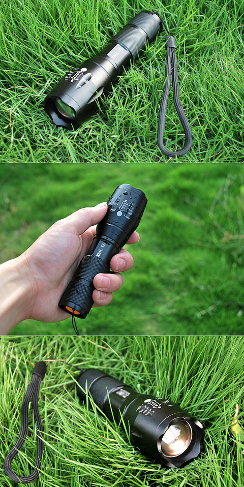 Đèn pin ngoài trời led sạc T6 đèn pin chói đèn pin tự vệ tuần tra ánh sáng đèn pin đèn pin anker