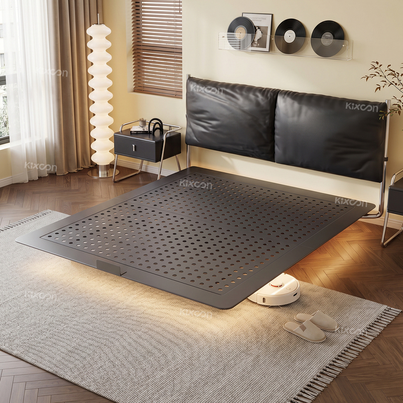 Kixoon Master Bedroom Floating Leather Bed Italian Bauhaus Style Carbon Steel 1.8m Bedroom High-End Grand Double Bed Kixoon Master Bedroom Floating Leather Bed Italian Bauhaus Style Carbon Steel 1.8m Bedroom High-End Grand Double Bed
