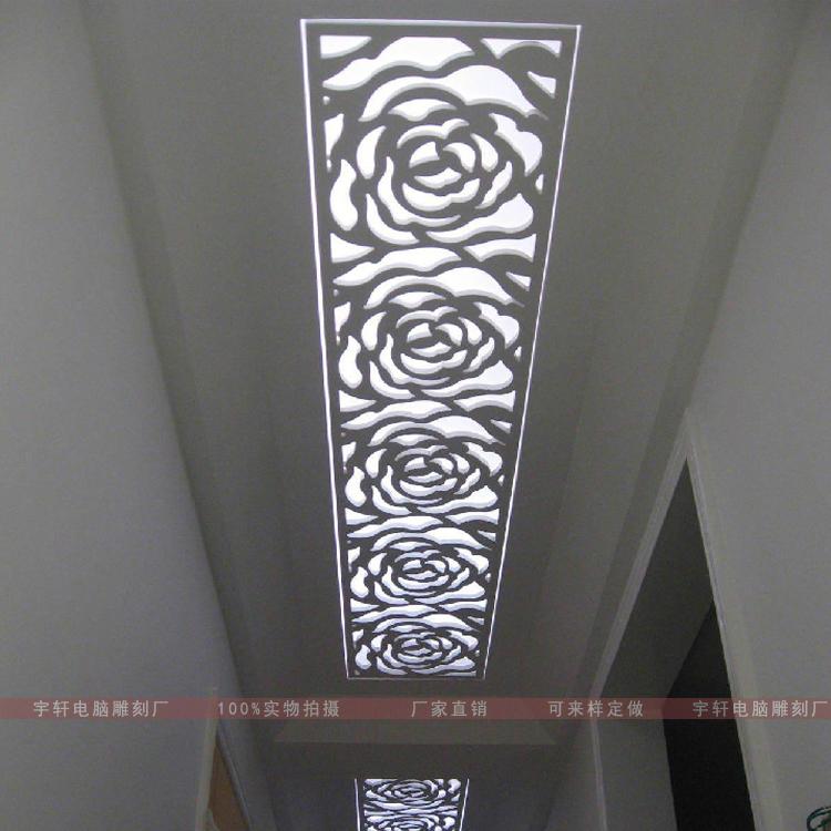 Rose Flower Modern Minima Density Board Hollowed-out Carved Flower Board Flower Lattice Wood Carving Partition Screen Xuanguan Suspended Ceiling Set