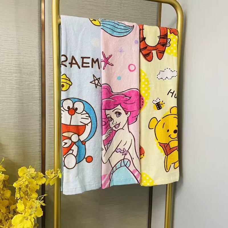 60*120 Cartoon Anime Pure Cotton Towel Material Kidsren's Absorbent Japanese and Korean Style Household Bath Towel Swimming Beach Towel
