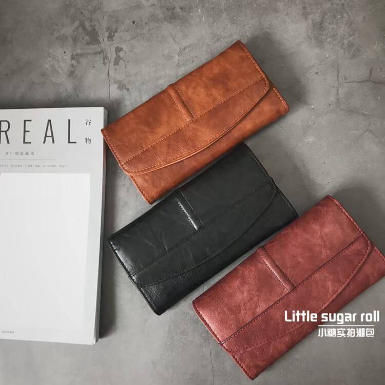 Phiên bản tiếng Hàn mới của ví nữ dài phần in retro khâu da mềm ví nữ túi xách điện thoại di động ví pierre cardin