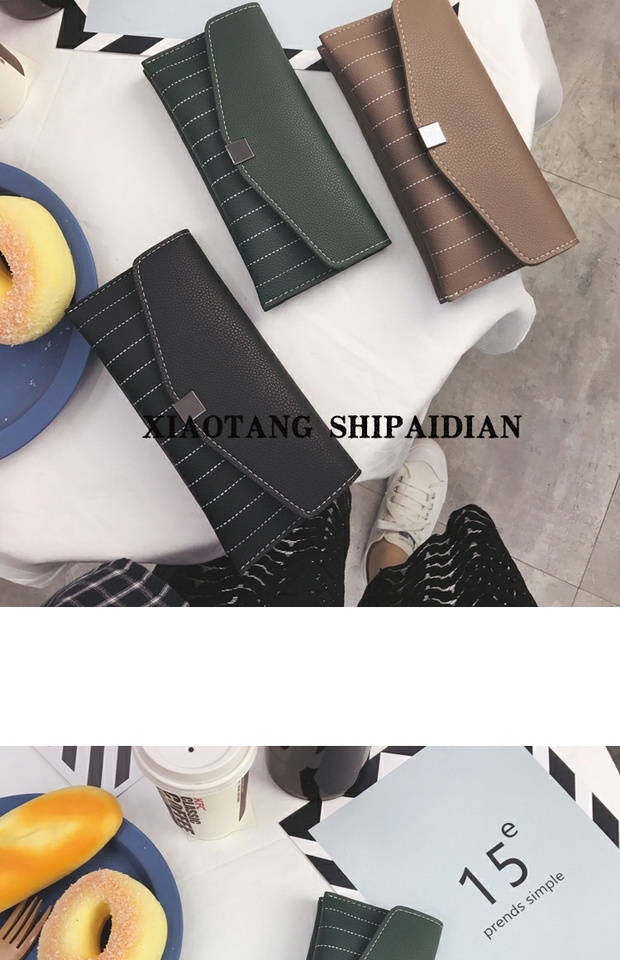 Ví mới 2018 nữ dài phần sinh viên Hàn Quốc đơn giản mỏng retro nhỏ khóa tươi ví ví gói túi xách ví sen