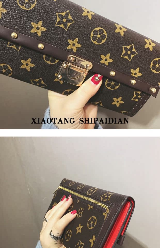 2018 mới châu Âu và Mỹ retro đơn giản dài ví nữ in đinh tán hoang dã khóa ví túi xách túi buổi tối ví local brand