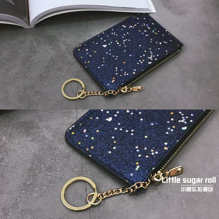 2018 phiên bản tiếng Hàn mới của ví nữ ngắn đoạn in sequin hoang dã mini ví nữ gói thẻ ví tiền xu ví local brand