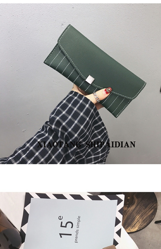 Ví mới 2018 nữ dài phần sinh viên Hàn Quốc đơn giản mỏng retro nhỏ khóa tươi ví ví gói túi xách ví sen
