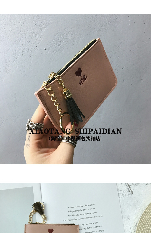 2018 phiên bản tiếng Hàn mới của ví nữ ngắn retro thêu trái tim in thời trang hoang dã ví tua rua ví gucci nam
