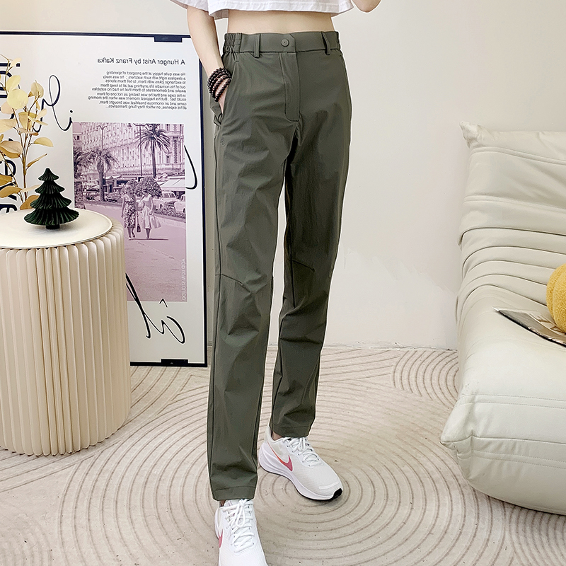 Outdoor Sports Quick-Drying Pants for Women in Spring and Autum Elastic Waist Straight Pants on Both Sides Elastic Waterproof Breathable Hiking and Mountaineering Pants