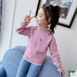 Платье, тонкий осенний свитер, осенняя детская трикотажная юбка, 2020, осеннее, в западном стиле, детская одежда