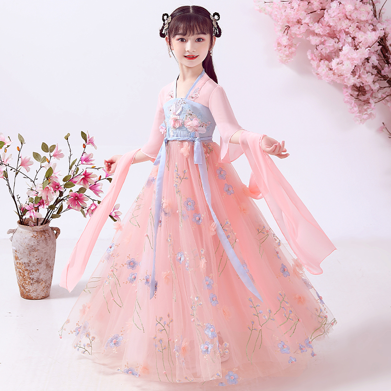 Hanfu Girls Summer Clothes 2022 New Ocean Dress Summer Children Summer Princess Dresses Dresses Dresses Summer Children Dress Don