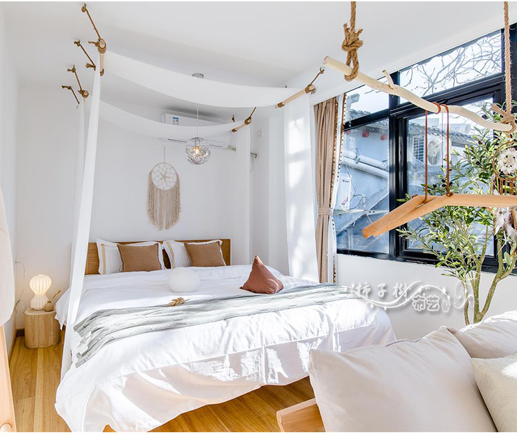 gỗ bùng nổ ngắn Shaman Đông Nam gió Mỹ Continental Inn B & B rèm cửa vải giường đôi lớp vỏ bằng gậy - Bed Skirts & Valances màn gió đẹp