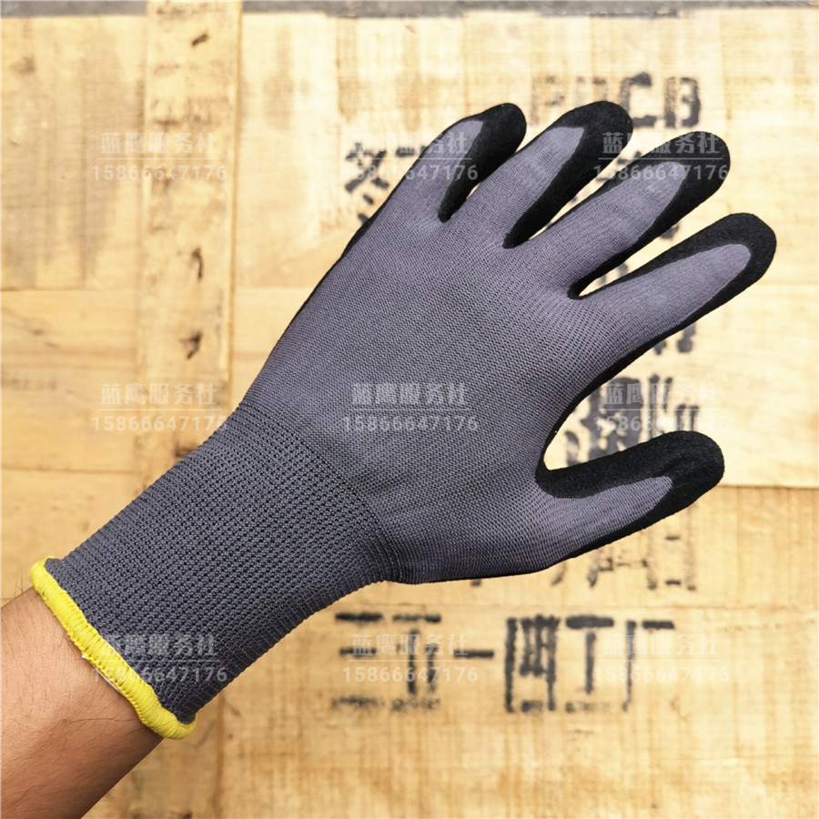 Summer Ground Handling Gloves Machine Business Antistatic Wear and anti-slip thin breathable oil resistant acid with glue Laureau working gloves-Taobao