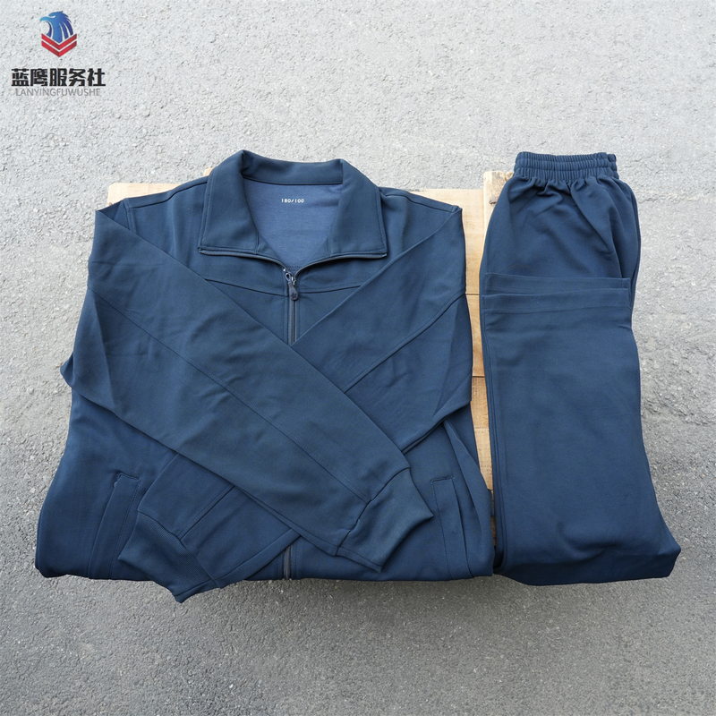 Navy Blue Spring and Autumn Long-Sleeved Physical Training Suit, Fitness Walking, Quick-Drying, Breathable Outdoor Sportswear