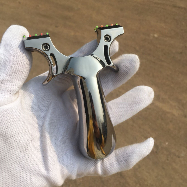 Titanium alloy round handle lock Feng full body mirror polished speed clamp press flat leather gluten group slingshot plastic packaging 5 generation of tuning optical fiber