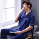 Đồ ngủ nam cotton mùa hè tay ngắn quần mỏng phần cotton Dịch vụ nhà phiên bản Hàn Quốc có thể mặc ngoài đồ ngủ nam trung niên mùa hè