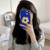 Homemade ins Klein blue flower bracket applies Apple 13 12Pro MaxX XS11xr mobile phone shell