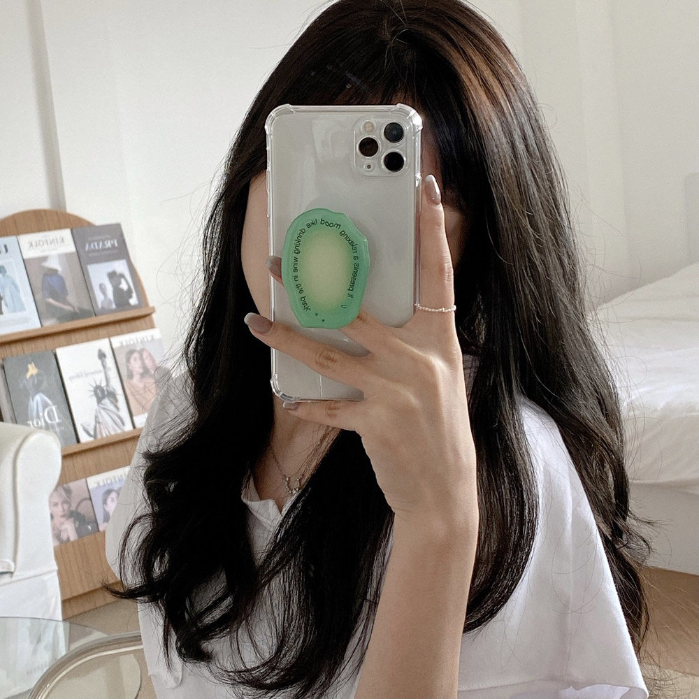 Homemade ins small crowdlayer green bracket applies Apple 11 12ProMax X XS 7 8plus phone protective shell