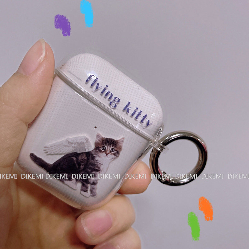 Korean ins flying cat wireless bluetooth earphone case is suitable for Apple Airpods2 3rd generation pro protective case