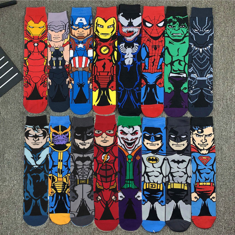 Avengers Socks Mid-Calf Length Socks Spongebob Venom Groomsman Socks Patrick Star Killer Robot Gundam Thor