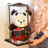 Прозрачная подарочная коробка+световая струна+марла+розовый пакет+установка коробки