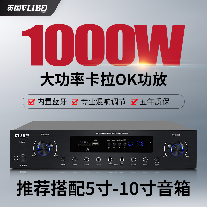 British VLIBO high-power KTV home stage professional karaoke Bluetooth anti-whistle subwoofer amplifier