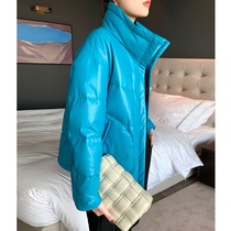  JU designer winter simple sheepskin fur coat womens short jacket goose down stand-up collar down jacket leather leather jacket