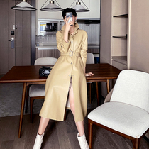  Broken code clear special price personality simple litchi pattern medium and long leather windbreaker jacket first layer tire cowhide fur coat