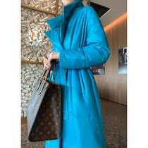  Off-code clearance lace-up slim sheepskin Haining fur coat Womens mid-length leather leather goose down jacket jacket