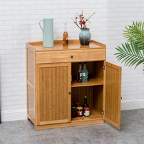 Kitchen storage Cabinet sideboard tea cabinet cupboard restaurant microwave oven locker solid bamboo wood modern simple balcony