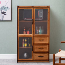 New Chinese sideboard microwave oven cabinet kitchen cabinet balcony locker Bamboo cabinet solid wood multi-layer household cupboard