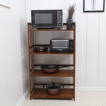 Nanzhu kitchen microwave oven shelf multi-layer landing solid wood storage rack storage pot rack 3 layers 4 layers