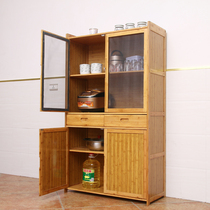Kitchen cupboard with drawer cabinet solid wood bamboo locker modern simple microwave oven Cabinet sideboard shelf