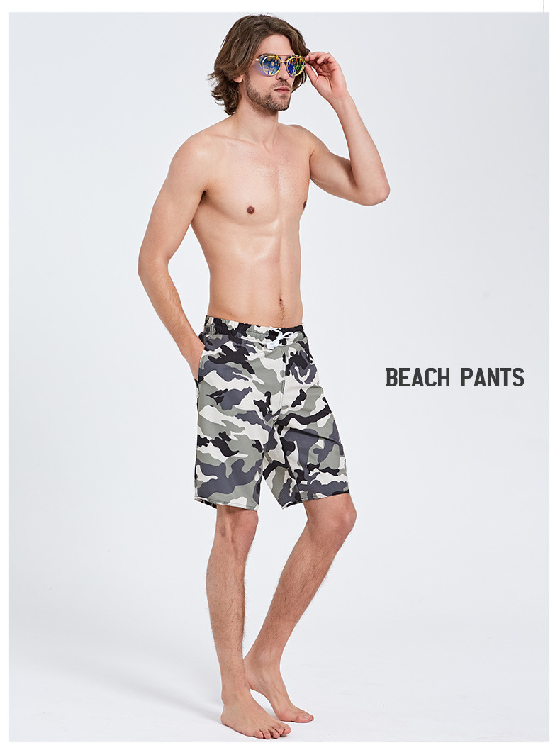 Quần đi biển bên bờ biển nam nhanh khô năm điểm mùa hè rộng kích thước lớn quần short giản dị quần lớn quần bơi nhà - Quần bãi biển 	bộ quần áo đi biển gia đình	