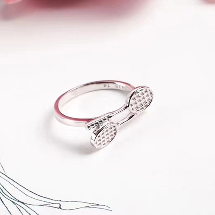 925 silver ring fashion Korean version of the personality badminton ring temperament cute earrings girls' day gift jewelry