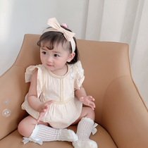 ins baby French Ha clothes shirt 2021 summer new baby girl sleeveless jumpsuit cotton climbing clothes thin