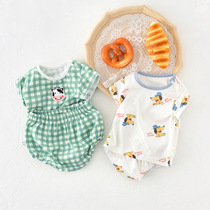 New baby short sleeve suit Summer slim fit baby t-shirt bread pants two sets pure cotton kiddie summer dress
