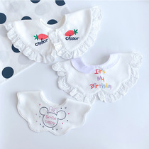 Korean new cotton bib embroidery lace princess bib baby saliva towel 360 Rotating young childrens rice pocket