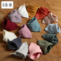 Solid color gauze triangle towel cotton breathable baby saliva towel newborn anti-spit milk scarf bib baby bib