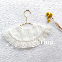 Spring and summer new baby lace bib White Princess lace mouth towel round bib girl decorative fake collar