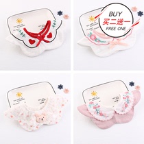 Cute Korean embroidery flower bib 360 round baby saliva towel cotton Princess lace bib fake collar