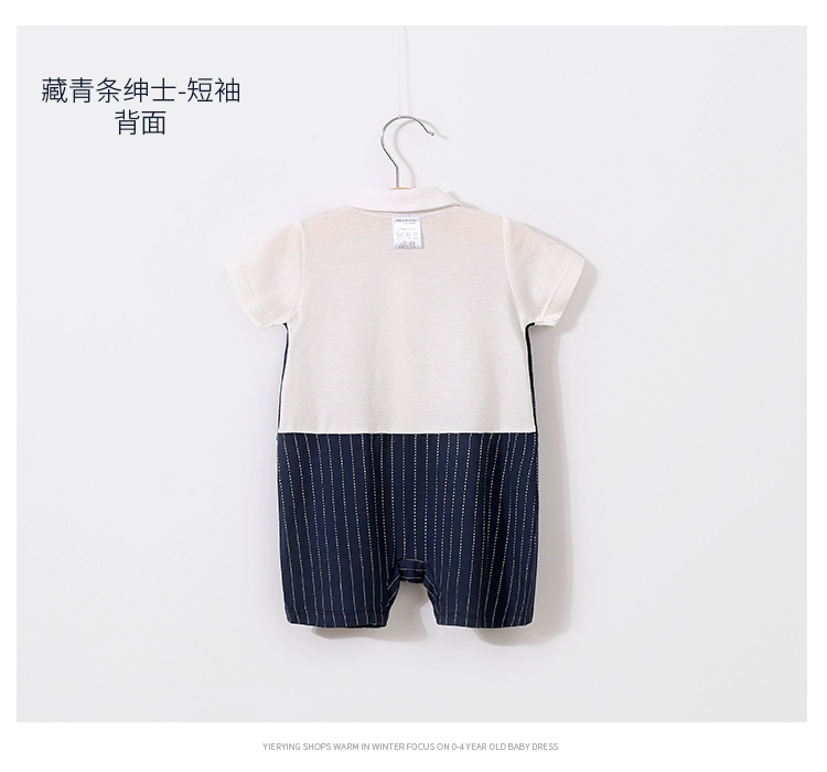 Quần áo trẻ em mùa xuân và mùa hè cotton tinh khiết 100 ngày tuổi ăn mặc quý ông nam trẻ sơ sinh hợp thời trang và đẹp trai romper romper jumpsuit - Áo liền quần