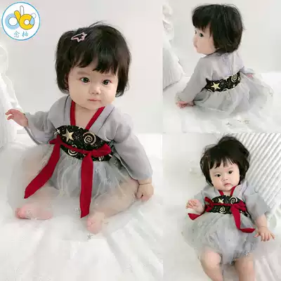 Girls Hanfu All Chest Skirt Summer Baby Autumn Style Chinese Style Tang Dress 0-3 Years Old Baby Improved jumpsuit