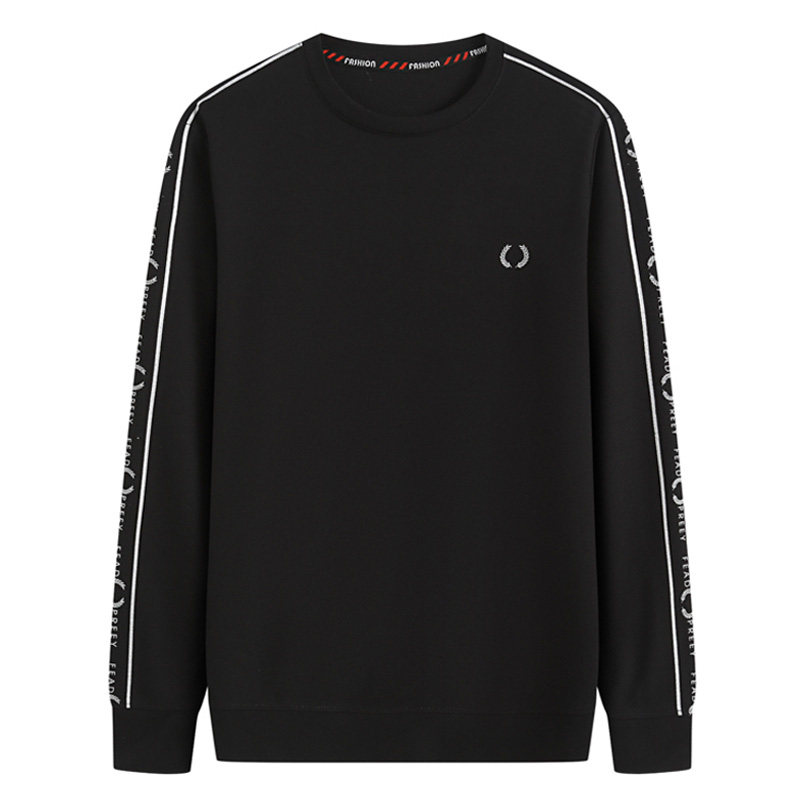 Round neck sweater men's black thin section 2021 spring and autumn new loose large size capless popular young and middle-aged casual sweater