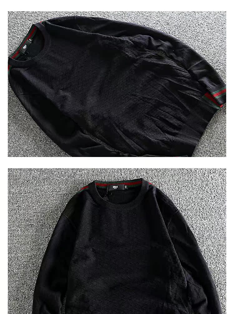 Áo len cashmere nam mùa xuân và mùa thu dài tay trẻ trung cổ tròn đan áo len đáy mùa thu áo len cổ tròn 5801 áo nỉ nam