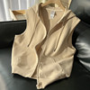 Layered artifact/casual hooded cardigan vest for women