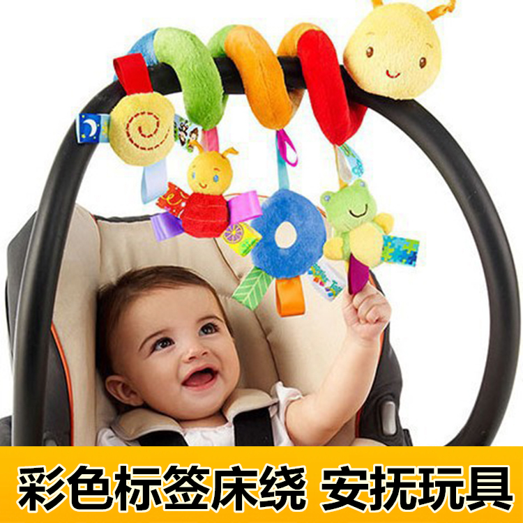 Infant color label bed around the bed trailer pendant educational bedside rattle with BB machine bell toddler toys