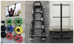 Mobile Barbell Plate Rack, Wall-Mounted Plate Rack (for Storing 45cm Full Rubber Plates, Competition Plates), Barbell Plate Cart