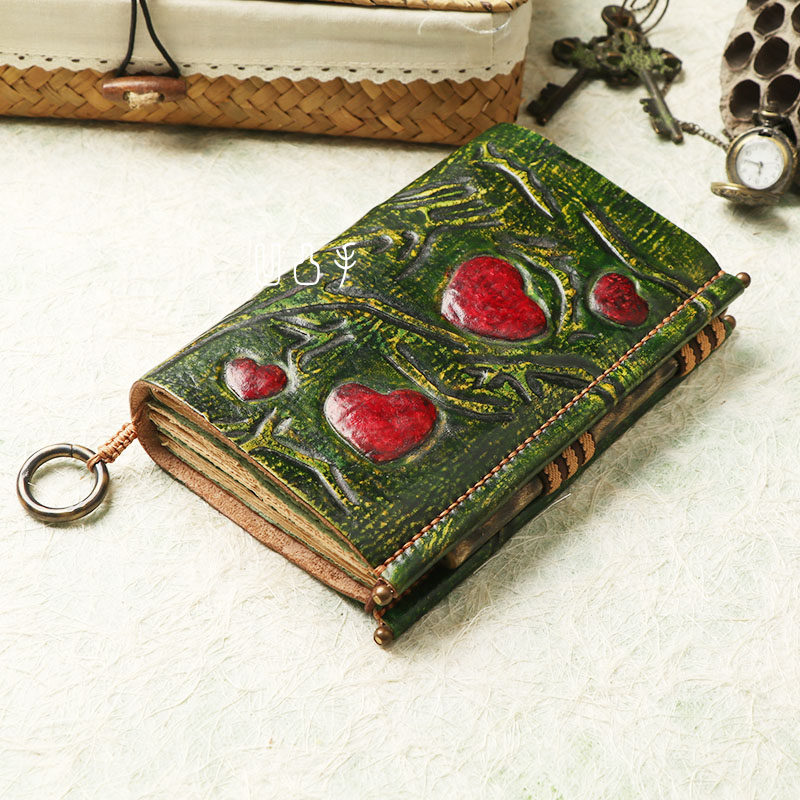 Bump hand cowleather heart-shaped couple travel notebook tn hand account portable hand magic notebook gift