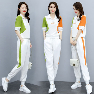运动套装女夏季2021新款洋气减龄显瘦气质女神范休闲时尚两件套裤